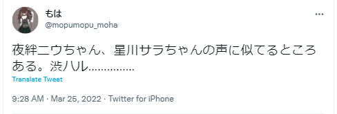夜絆ニウ・星川サラ 似ている