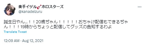 奏手イヅル 年齢